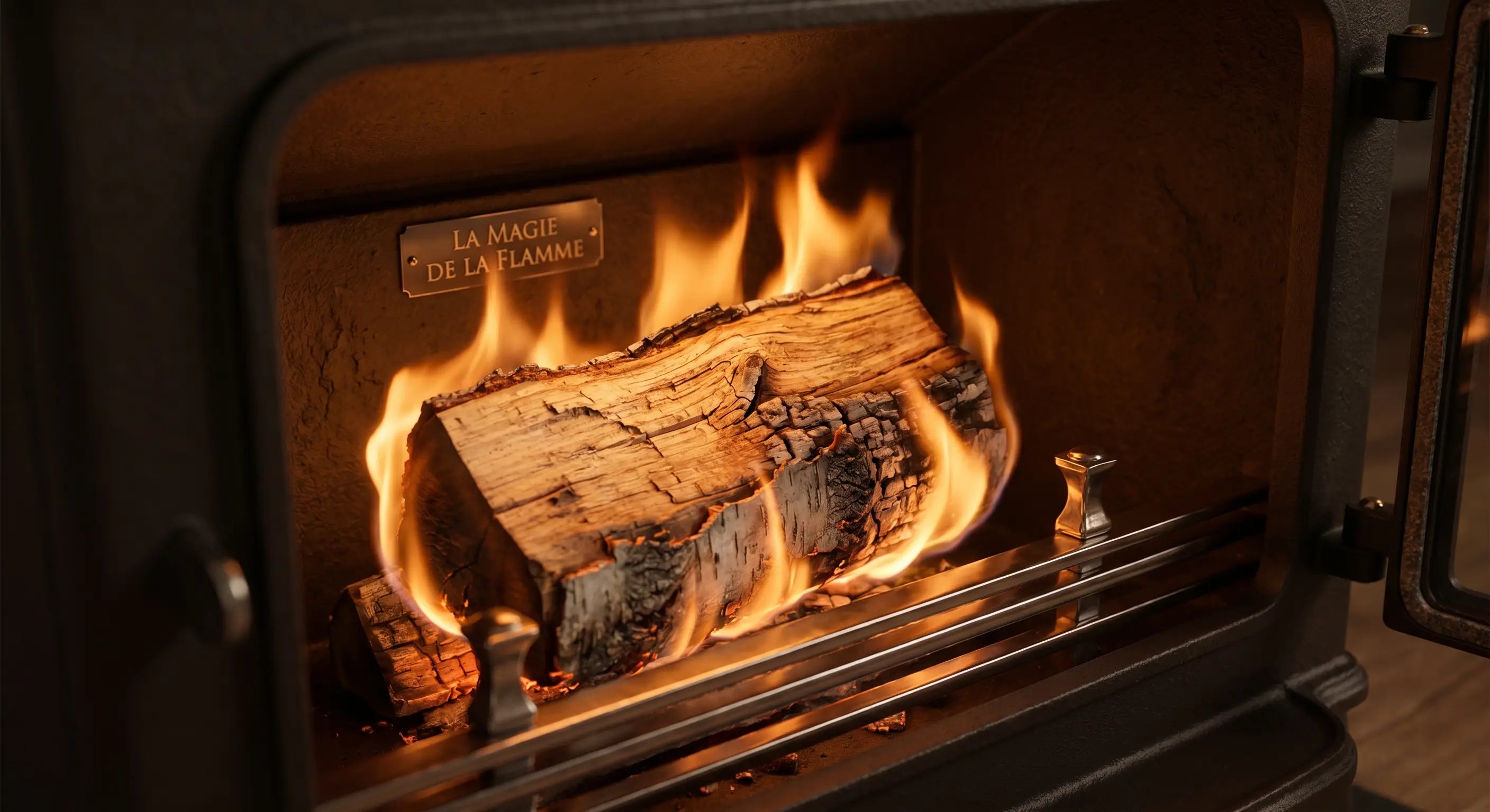 Flamme au cœur d'un poêle à bois