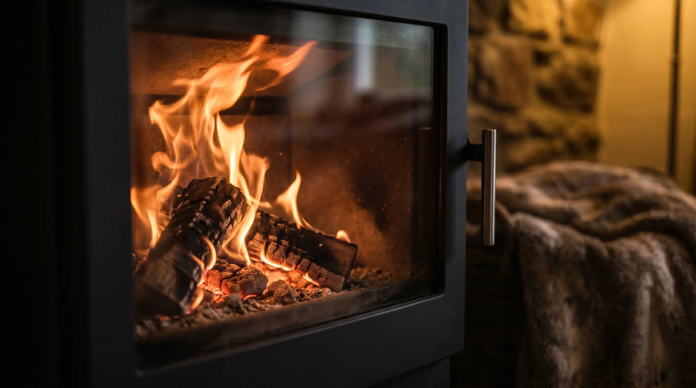Flammes chaleureuses dans un poêle à bois